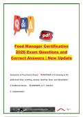 Food Manager Certification 2026 Exam Questions & Answers &vert; 200&plus; Practice Questions &vert; Food Safety&comma; HACCP&comma; Foodborne Illnesses&comma; Sanitation & ServSafe Exam