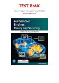 Test Bank for Automotive Engines&colon; Theory and Servicing&comma; 10th edition &lpar;James Halderman&comma; 2025&rpar;&comma; Chapter 1-35 &vert; All Chapters 