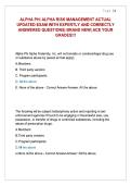 &NewLine;ALPHA PHI ALPHA RISK MANAGEMENT ACTUAL &NewLine;UPDATED EXAM WITH EXPERTLY AND CORRECTLY &NewLine;ANSWERED QUESTIONS&vert; BRAND NEW&vert; ACE YOUR &NewLine;GRADES&excl;&excl;&excl; 