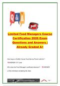 Suffolk County Limited Food Managers Certification 2026 Exam Questions and Answers &vert; Complete Food Safety&comma; HACCP&comma; TCS Foods & Health Inspection