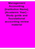 Management Accounting Institution Name Academic Year Study Guide and Foundational Concepts 2025&sol; 2026 Updated with Solution