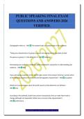 PUBLIC SPEAKING FINAL EXAM&NewLine;QUESTIONS AND ANSWERS 2026&NewLine;VERIFIED&period;