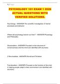 PSYCHOLOGY 101 EXAM 1 2026 &NewLine;ACTUAL QUESTIONS WITH &NewLine;VERIFIED SOLUTIONS&period;