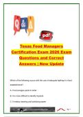 Texas Food Manager Certification Exam 2026 &vert; 75&plus; Questions & Answers &vert; Food Safety&comma; HACCP&comma; Foodborne Illness Prevention & Sanitation
