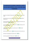 RAPID DEVELOPER CERTIFICATION&NewLine;EXAM QUESTIONS AND ANSWERS 2026&NewLine;VERIFIED&period;