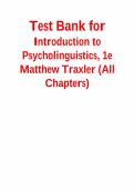 Test Bank for Introduction to Psycholinguistics 1st Edition by Matthew J&period; Traxler &lpar;All Chapters&rpar;