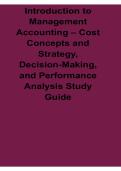 Introduction to Management Accounting Cost Concepts and Strategy Decision-Making Study Guide 2025&sol; 2026 Updated with Solution