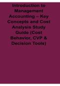 Introduction to Management Accounting Key Concepts and Cost Analysis Study Guide 2025&sol; 2026 Updated with Solution