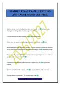SENIOR 1 FINAL EXAM QUESTIONS&NewLine;AND ANSWERS 2026 VERIFIED&period;