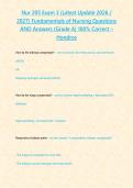Nur 205 Exam 3 &lpar;Latest Update 2026 &sol; 2027&rpar; Fundamentals of Nursing Questions AND Answers &lbrace;Grade A&rcub; 100&percnt; Correct &ndash; Hondros &NewLine;&NewLine;
