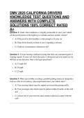 DMV 2025 CALIFORNIA DRIVERS KNOWLEDGE TEST QUESTIONS AND ANSWERS WITH COMPLETE SOLUTIONS 100&percnt; CORRECT RATED A&plus;