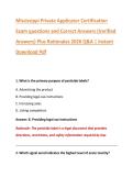 Mississippi Private Applicator Certification &NewLine;Exam questions and Correct Answers &lpar;Verified &NewLine;Answers&rpar; Plus Rationales 2026 Q&A &vert; Instant &NewLine;Download Pdf