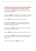 Introduction to Environmental Science Exam Questions&NewLine;and Answers 2026 Update with complete solutions