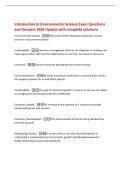Introduction to Environmental Science Exam Questions&NewLine;and Answers 2026 Update with complete solutions&NewLine;Environmental Science -The study of the interactions between humans&NewLine;and their natural environment&NewLine;sustainability -resource management that has the obj