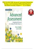 TEST BANK FOR Advanced Assessment Interpreting &NewLine;Findings and Formulating Differential Diagnoses &NewLine;4th Edition Goolsby Chapters 1 - 22 &vert; Complete