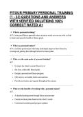 FITOUR PRIMARY PERSONAL TRAINING &NewLine;&lpar;1 - 23&rpar; QUESTIONS AND ANSWERS &NewLine;WITH VERIFIED SOLUTIONS 100&percnt; &NewLine;CORRECT RATED A&plus;