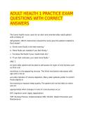 ADULT HEALTH 1 PRACTICE EXAM QUESTIONS WITH CORRECT ANSWERS &NewLine;&NewLine;