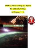 TEST BANK for Inquiry into Physics &NewLine;8th Edition by Ostdiek &NewLine;All Chapters 1 - 12