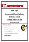 PSYC 140  &NewLine;Developmental &lpar;Lifespan&rpar; Psychology  &NewLine;MODULE 1 - 8 EXAM   &NewLine;MODULE 1 - 8 EXAM REVIEW &NewLine; &NewLine;Portage Learning