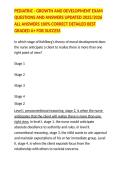 PEDIATRIC - GROWTH AND DEVELOPMENT EXAM QUESTIONS AND ANSWERS UPDATED 2025&sol;2026 ALL ANSWERS 100&percnt; CORRECT DETAILED BEST GRADED A&plus; FOR SUCCESS