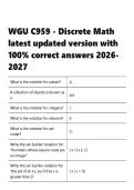WGU C959 - Discrete Math latest updated version with 100- correct answers 2026-2027