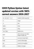 WGU C859 Python Syntax latest updated version with 100- correct answers 2026-2027&period;