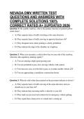 NEVADA DMV WRITTEN TEST QUESTIONS AND ANSWERS WITH COMPLETE SOLUTIONS 100&percnt; CORRECT RATED A&plus; &vert;&vert;UPDATED 2026