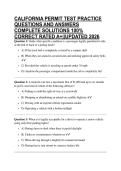 CALIFORNIA PERMIT TEST PRACTICE QUESTIONS AND ANSWERS COMPLETE SOLUTIONS 100&percnt; CORRECT RATED A&plus;&vert;&vert;UPDATED 2026