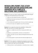 NEVADA DMV PERMIT TEST STUDY GUIDE 2026 EDITION QUESTIONS AND ANSWERS WITH COMPLETE SOLUTIONS 100&percnt; CORRECT&excl;&excl;&excl;