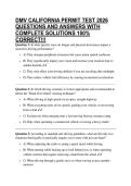 DMV CALIFORNIA PERMIT TEST 2026 QUESTIONS AND ANSWERS WITH COMPLETE SOLUTIONS 100&percnt; CORRECT&excl;&excl;&excl;