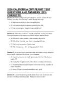 2026 CALIFORNIA DMV PERMIT TEST QUESTIONS AND ANSWERS 100&percnt; CORRECT&excl;&excl;&excl;