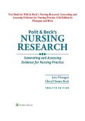 TEST BANK FOR POLIT & BECK'S NURSING RESEARCH&colon; GENERATING AND ASSESSING EVIDENCE FOR NURSING PRACTICE 12TH EDITION BY FLANAGAN & BECK &lpar;ALL CHAPTERS 1-32 COMPLETE Q&A&rpar;