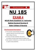 NU 185 Exam 4 &ndash; Medical-Surgical Nursing II &ndash; &lpar;2026&rpar; Actual Questions & Answers &lpar;Galen College of Nursing&rpar;