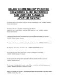 MILADY COSMETOLOGY PRACTICE &NewLine;EXAM STUDY GUIDE QUESTIONS &NewLine;AND CORRECT ANSWERS &NewLine; UPDATED 2026&sol;2027
