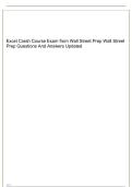 Wall Street Prep Excel Crash Course Exam Questions and Answers Updated