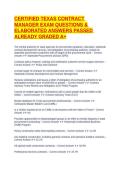 CERTIFIED TEXAS CONTRACT MANAGER EXAM QUESTIONS & ELABORATED ANSWERS PASSED ALREADY GRADED A&plus;