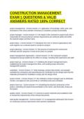 CONSTRUCTION MANAGEMENT EXAM 1 QUESTIONS & VALID ANSWERS RATED 100&percnt; CORRECT