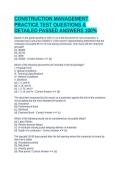 CONSTRUCTION MANAGEMENT PRACTICE TEST QUESTIONS & DETAILED PASSED ANSWERS 100&percnt;
