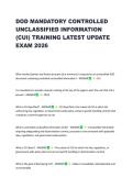 DOD MANDATORY CONTROLLED &NewLine;UNCLASSIFIED INFORMATION &NewLine;&lpar;CUI&rpar; TRAINING LATEST UPDATE &NewLine;EXAM 2026 