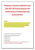 Phlebotomy Technician Certification Exam 2026&ndash;2027&colon; 200 Practice Questions with Verified Answers & Detailed Rationales Guaranteed Pass&excl; 