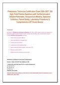 Phlebotomy Technician Certification Exam 2026&ndash;2027&colon; 200 &NewLine;High-Yield Practice Questions with Verified Answers&comma; &NewLine;Detailed Rationales&comma; Venipuncture Mastery&comma; Specimen Collection&comma; Patient Safety&comma; Laboratory Procedures & Comprehensive CPT Exam Review&period; 