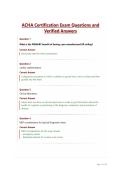 ACHA Certification Exam Questions and Verified Answers
