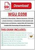 WGU D398 Introduction to Pharmacology &ndash; Objective Assessments &lpar;OA V1&comma; V2 & V3&rpar; &vert; Complete All OA Versions Study Guide with Verified Questions&comma; Answers & Rationales &vert; Latest 2026&ndash;2027 WGU Pharmacology Exam Prep Bundle