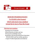 HESI RN PHARMACOLOGY  &NewLine;V2 EXAM &lpar;3 Set Exams&rpar; &NewLine;&lpar;NGN style Qs & Case studies&rpar;  &NewLine;Actual Qs & Ans to Pass the Exam
