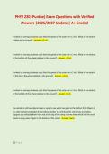 PHYS 220 &lpar;Purdue&rpar; Exam Questions with Verified &NewLine;Answers &vert;2026&sol;2027 Update &vert; A&plus; Graded