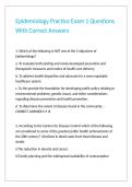 Epidemiology Practice Exam 1 Questions With Correct Answers 