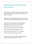 Epidemiology Exam 1 Questions With Correct Answers