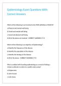 Epidemiology Exam Questions With Correct Answers
