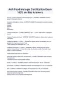 AAA Food Manager Certification Exam &ndash; Complete Practice Questions with 100&percnt; Verified Answers