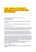 TCAR - MODULE 3&period; THE BODY'S RESPONSE TO INJURY QUESTIONS WITH ANSWERS